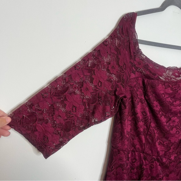 NWT Torrid Size 18 Special Occasion Burgundy Red Lace Off Shoulder Maxi Dress - Picture 8 of 14